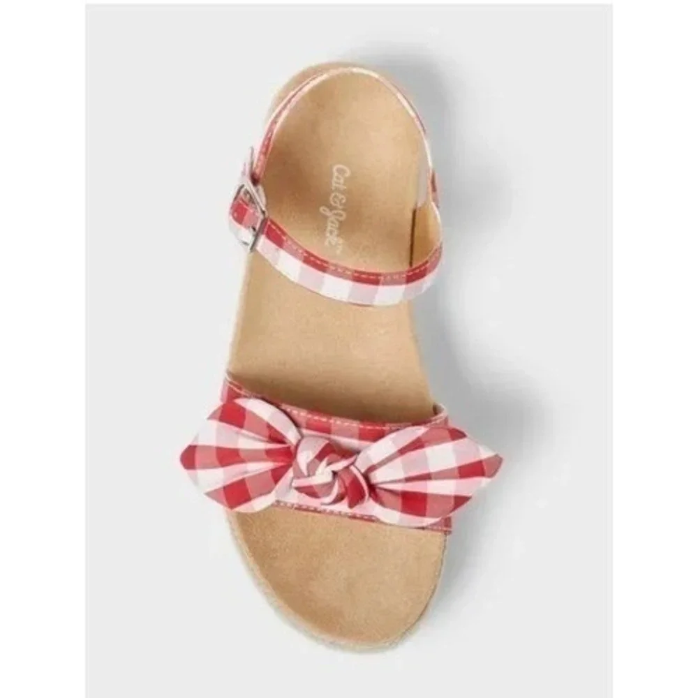 Little Girls Gingham Red Sandals by Cat‎ & Jack Daphne  Size 2 New With Tags